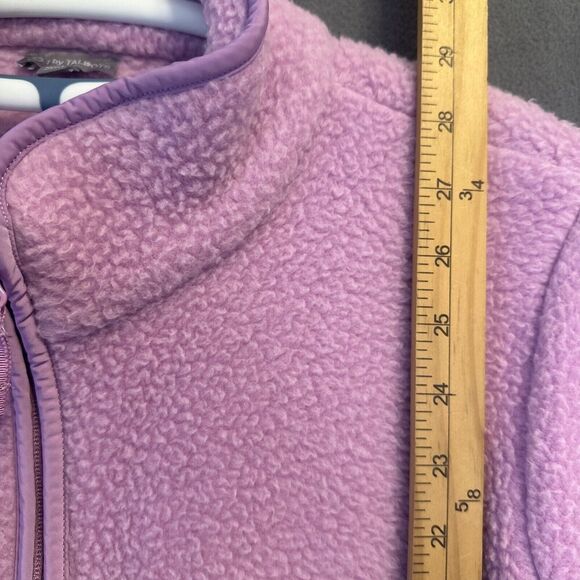T by Talbots Fleece Sherpa Jacket Full Zip Pockets Light Purple Plus Size 1X - Picture 4 of 6